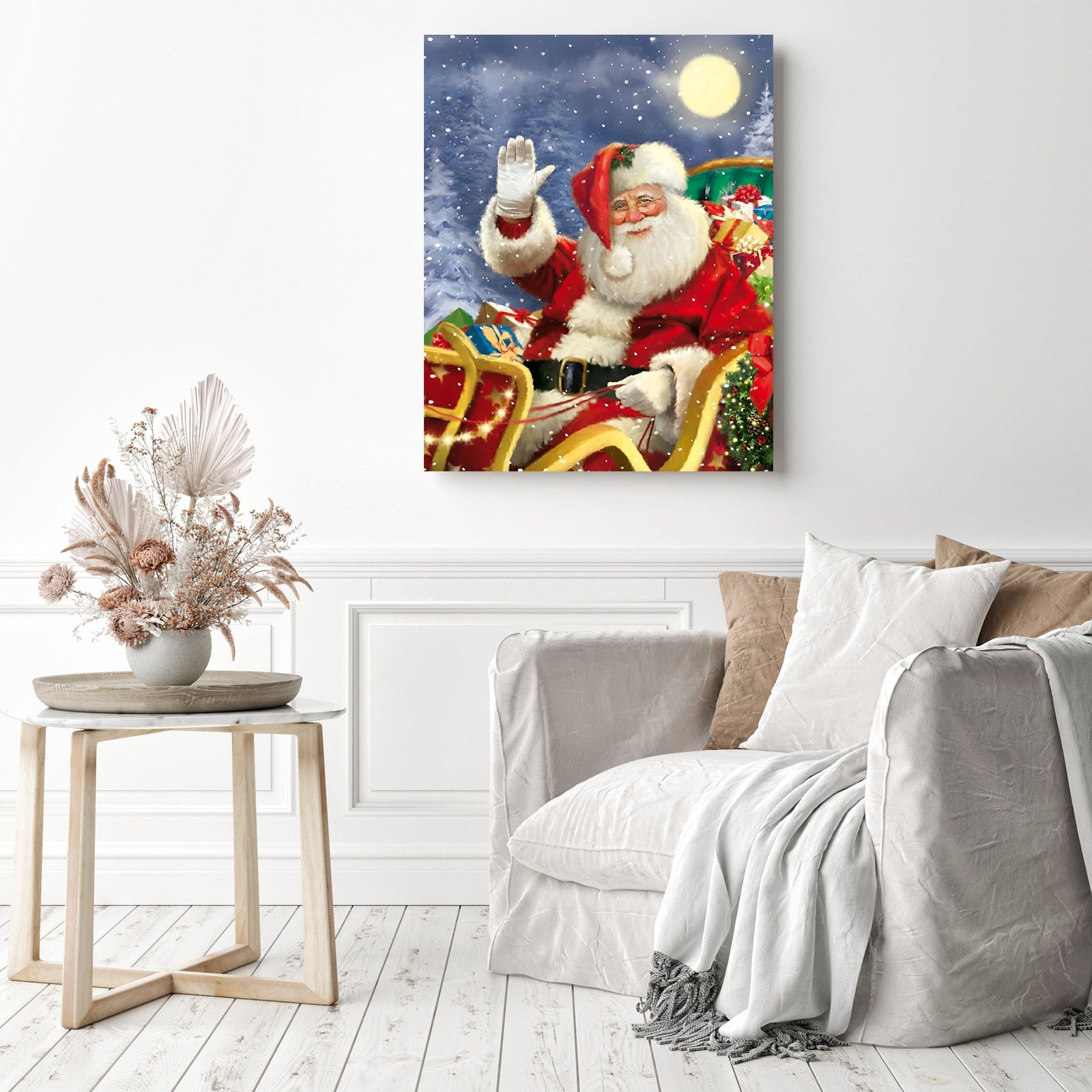 Santa Says Hi | Diamond Painting Displayed as Home Decor