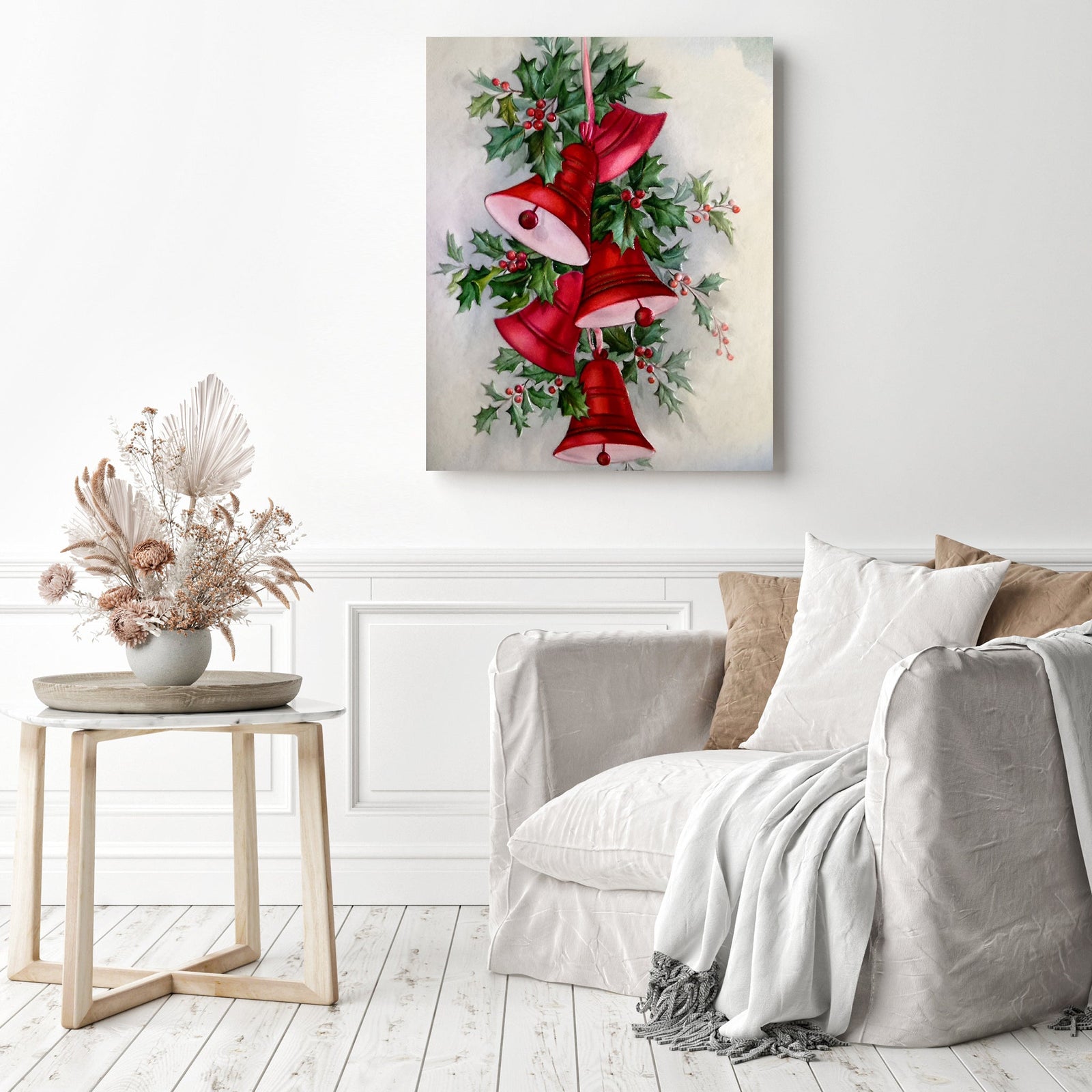 Red Christmas Bells | Diamond Painting Displayed as Home Decor