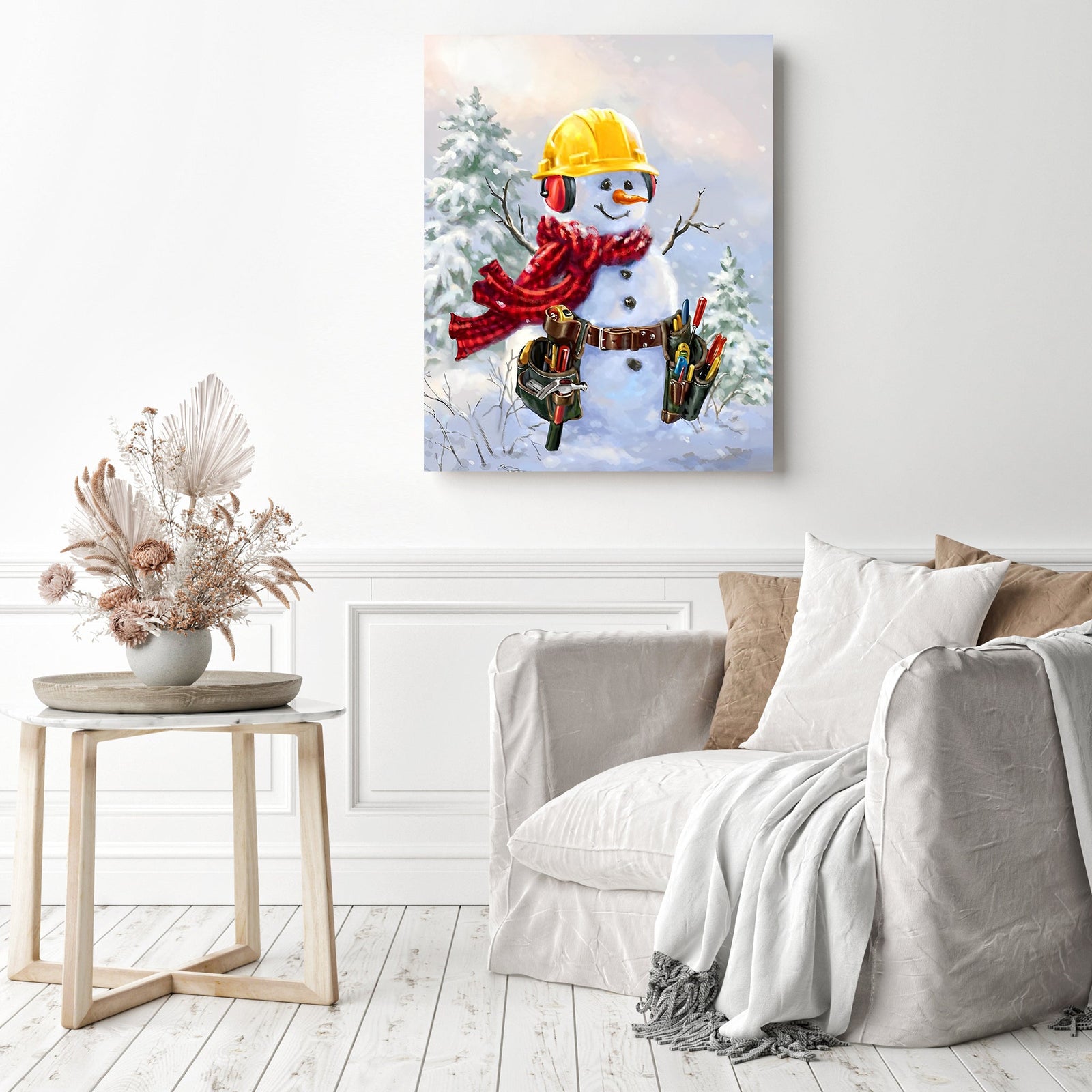 Working on Christmas Day | Diamond Painting Displayed as Home Decor