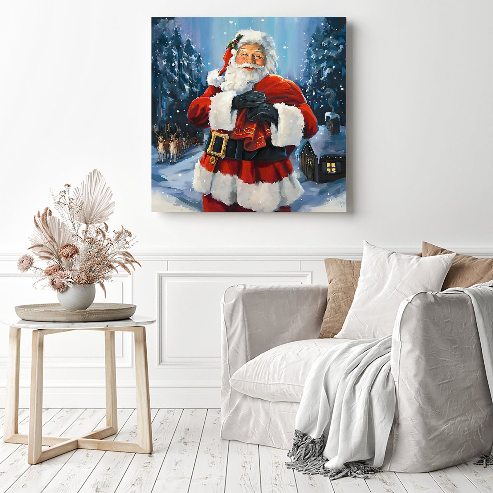 Christmas Night Santa | Diamond Painting Displayed as Home Decor