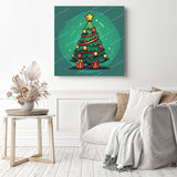 Santa's Little Tree | Diamond Painting Displayed as Home Decor