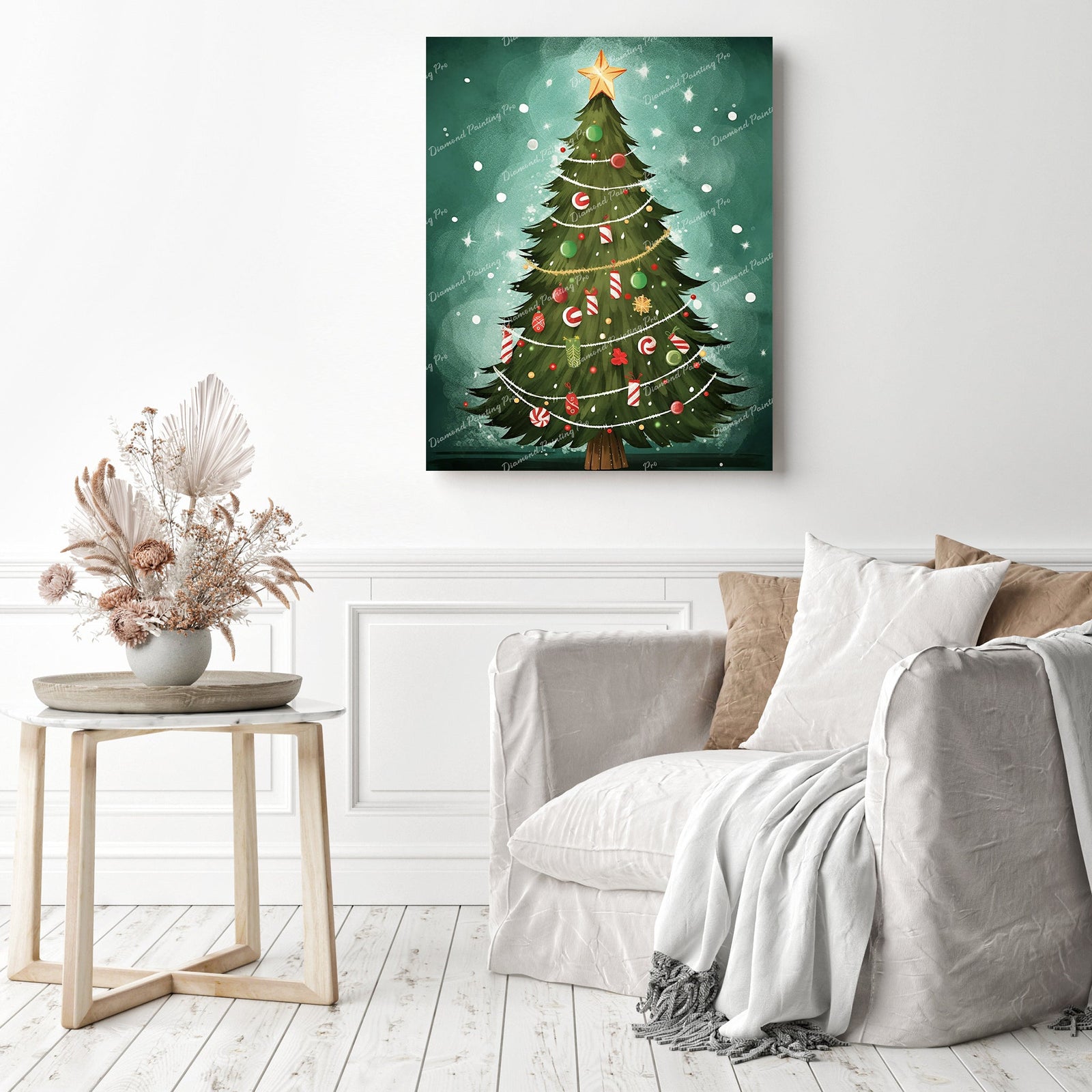 Christmas Tree Glow | Diamond Painting Displayed as Home Decor