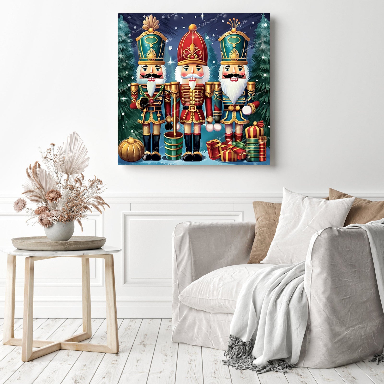 Nutcracker Trio | Diamond Painting Displayed as Home Decor