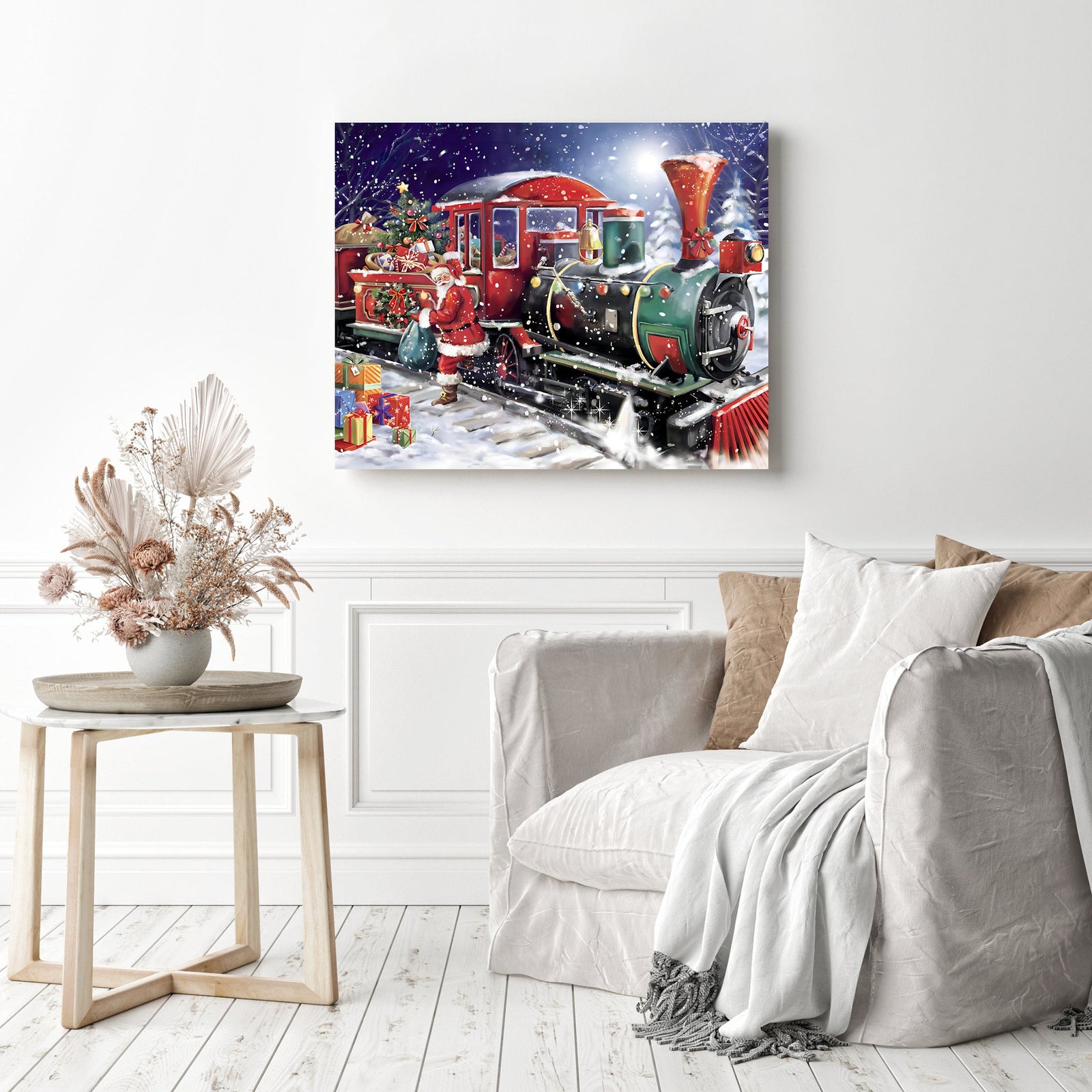 Christmas Train | Diamond Painting Displayed as Home Decor