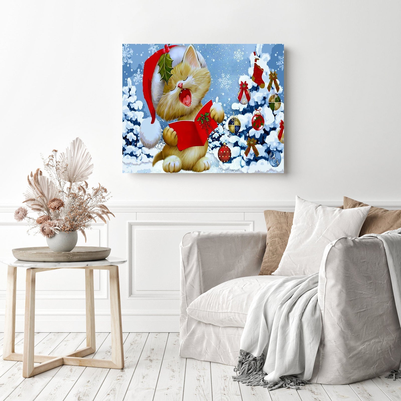 A Very Meowy Christmas | Diamond Painting Displayed as Home Decor