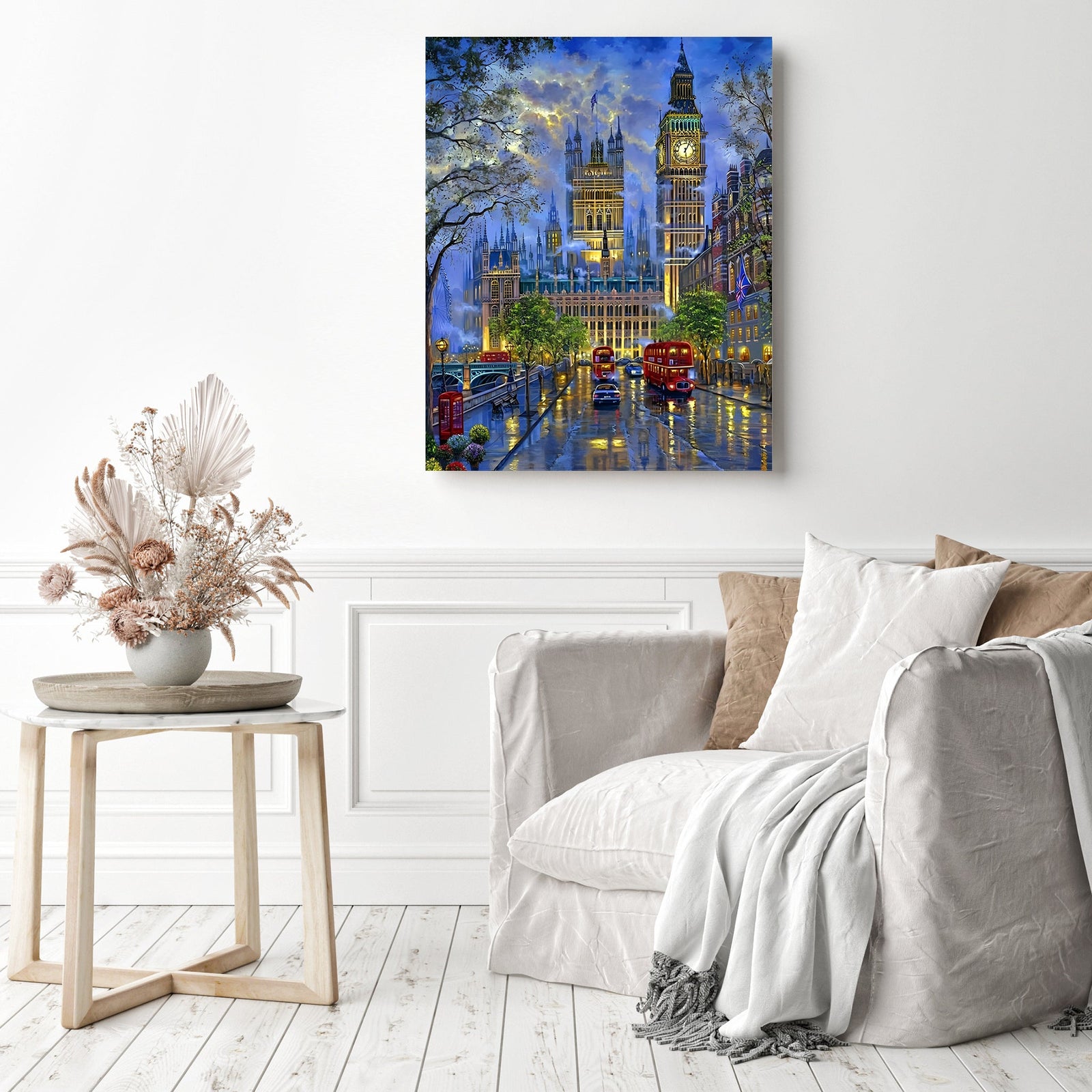 British London Night | Diamond Painting Displayed as Home Decor