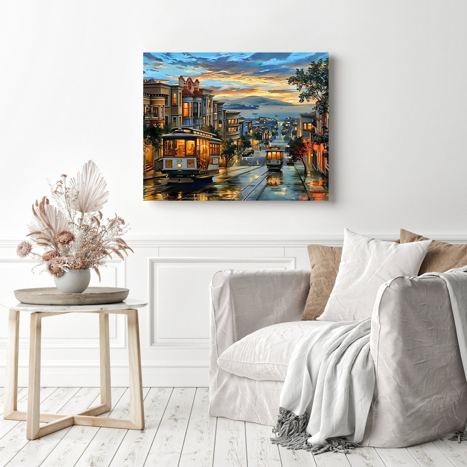 San Francisco Night | Diamond Painting Displayed as Home Decor