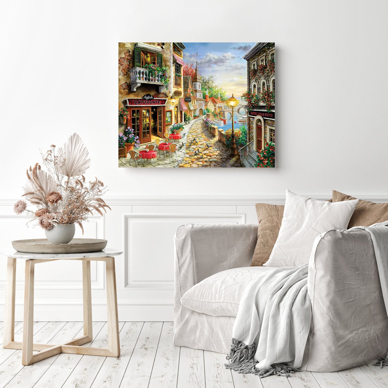 Cobbled Street in Naples | Diamond Painting Displayed as Home Decor