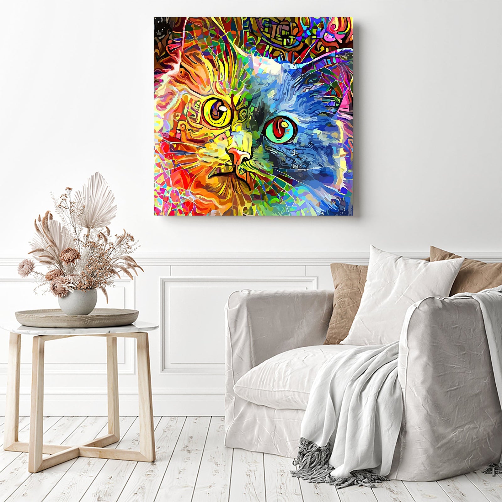 Tabby Cat | Diamond Painting Displayed as Home Decor