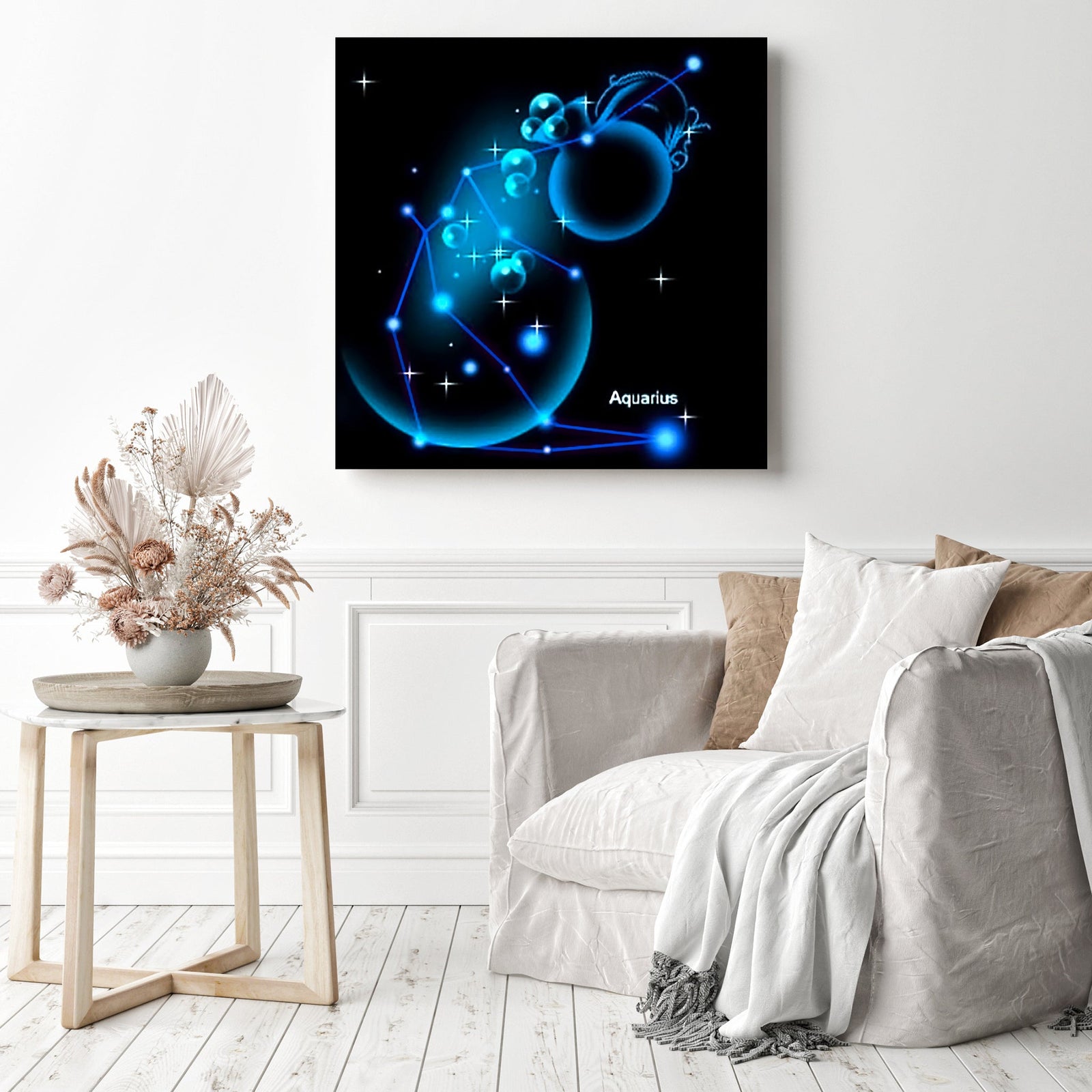 Aquarius Star Sign | Diamond Painting Displayed as Home Decor