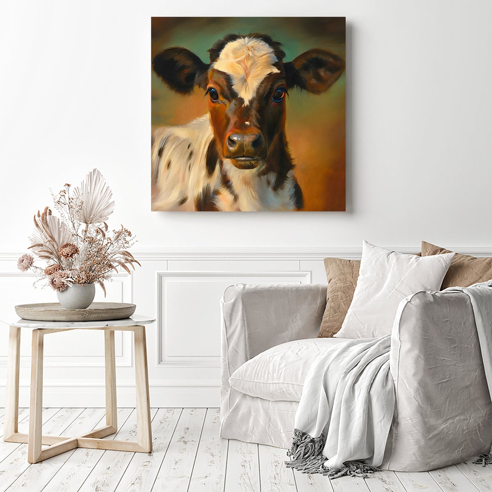 Cow Baby | Diamond Painting Displayed as Home Decor