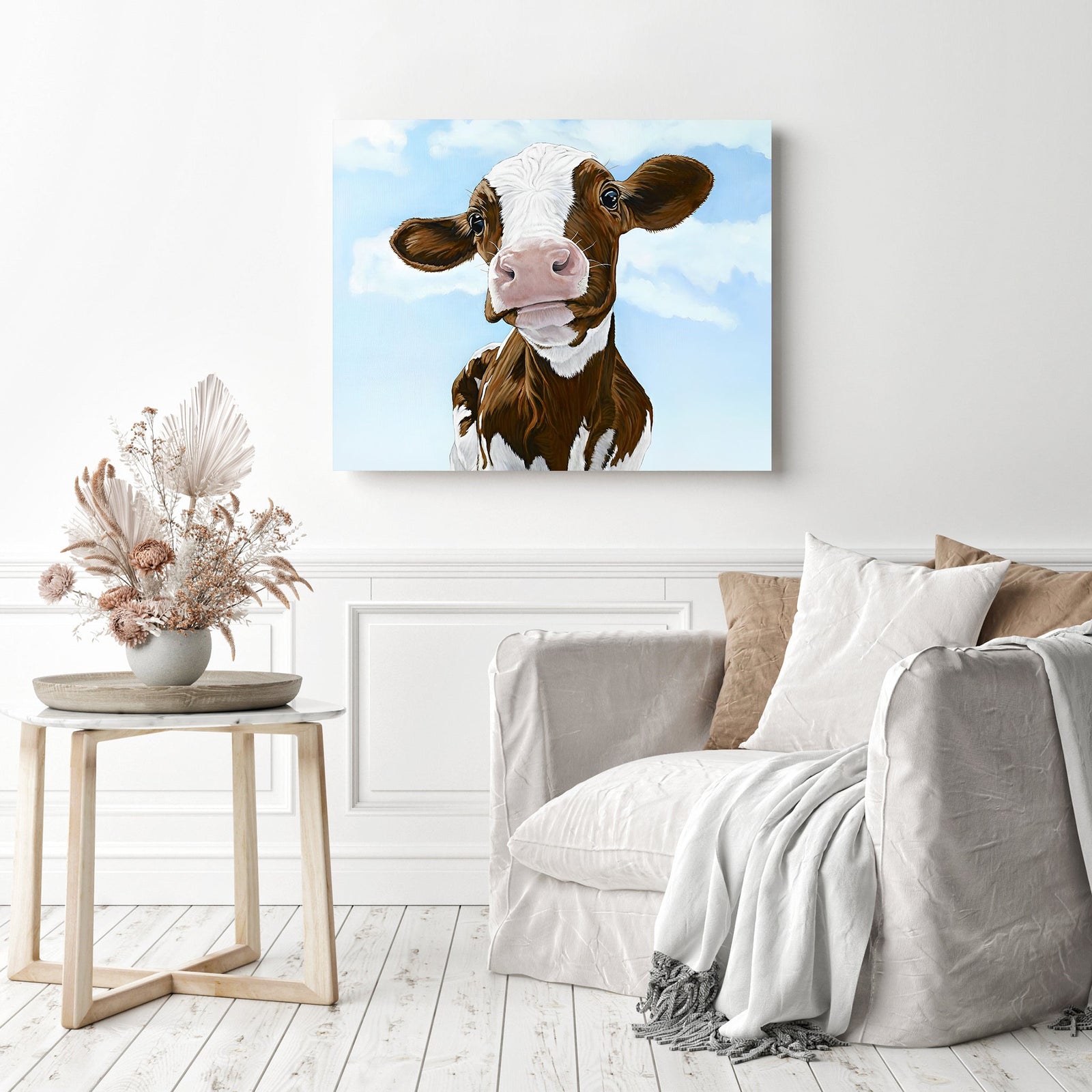 Cow Portrait | Diamond Painting Displayed as Home Decor