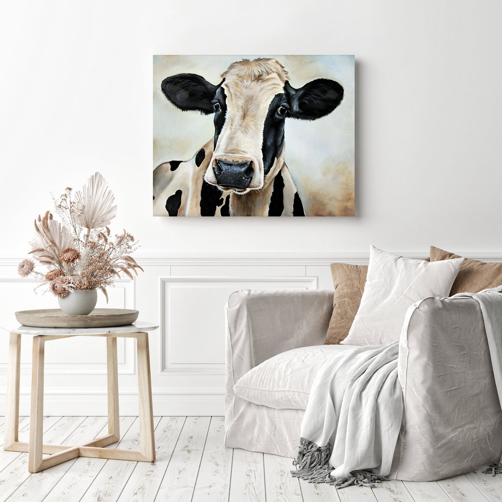 Holstein Cow | Diamond Painting Displayed as Home Decor