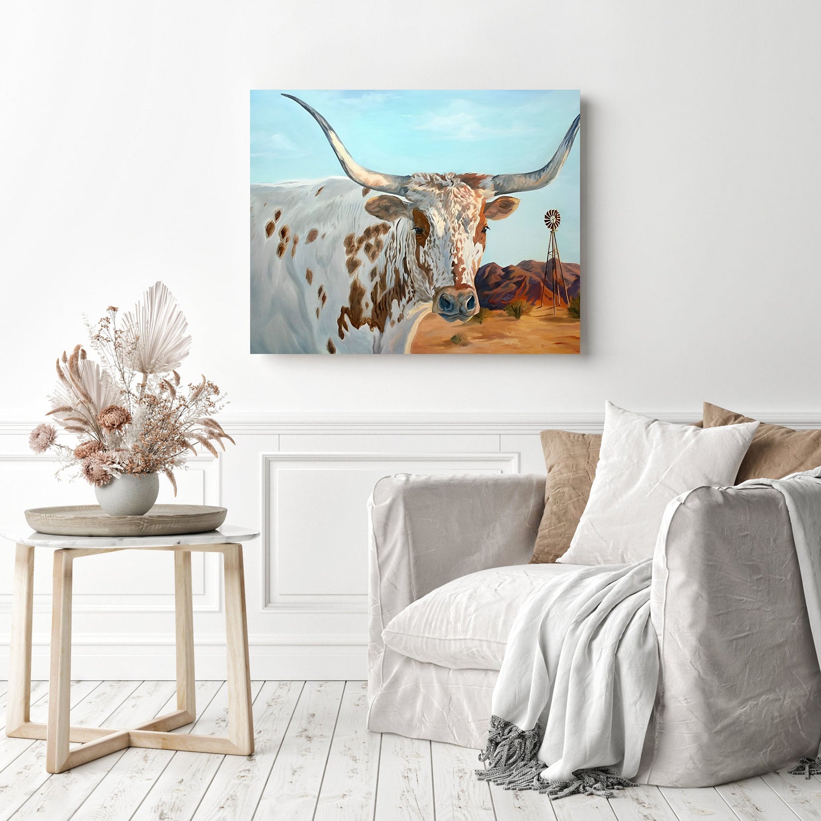 Longhorn Cattle | Diamond Painting Displayed as Home Decor