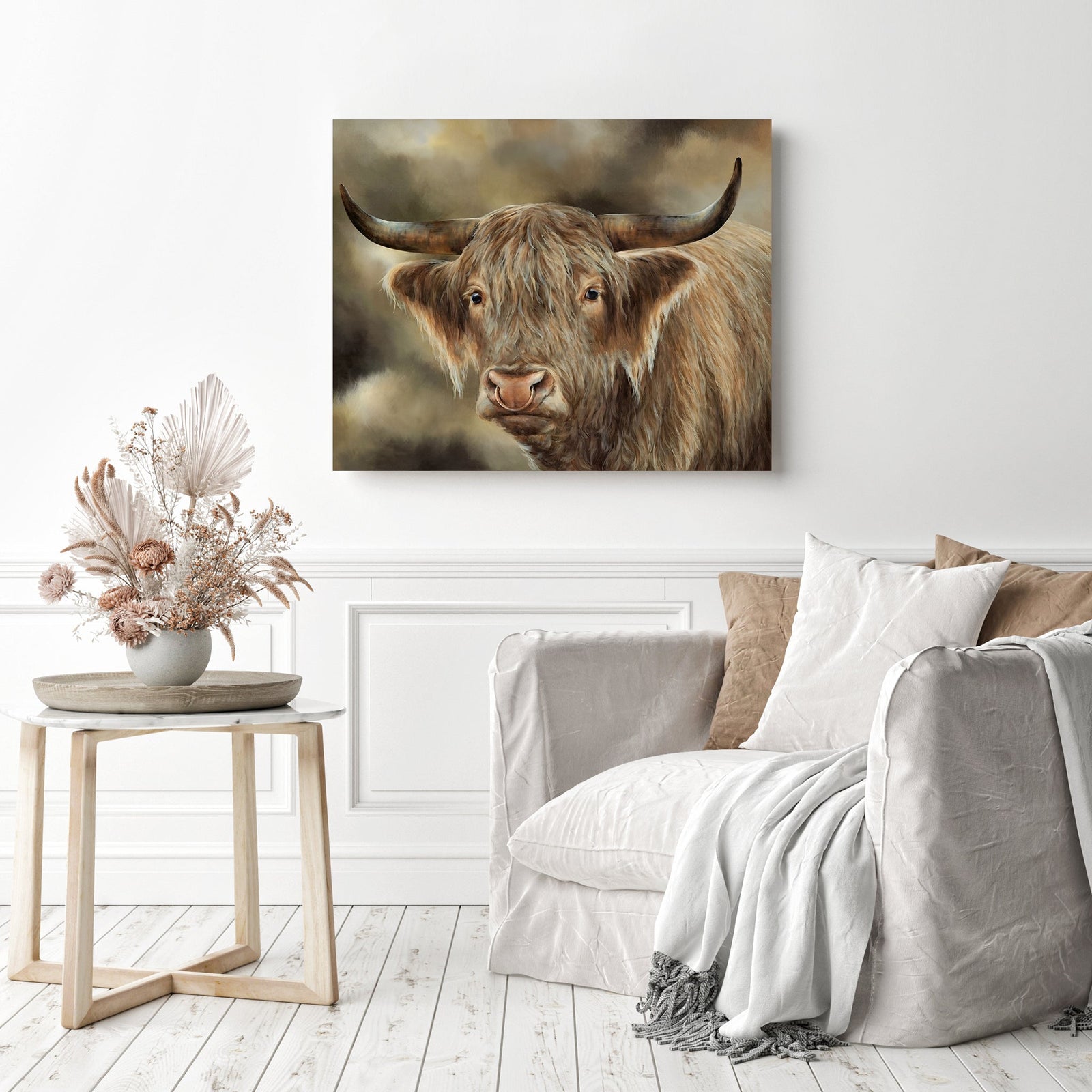 The Fluffy Cows | Diamond Painting Displayed as Home Decor