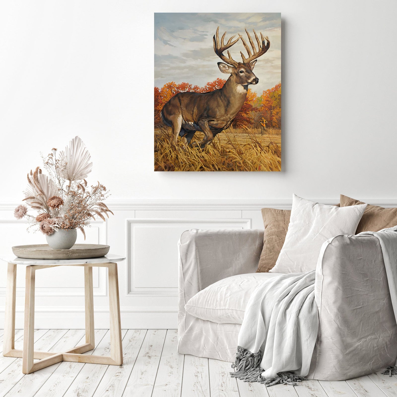 Deer Running | Diamond Painting Displayed as Home Decor