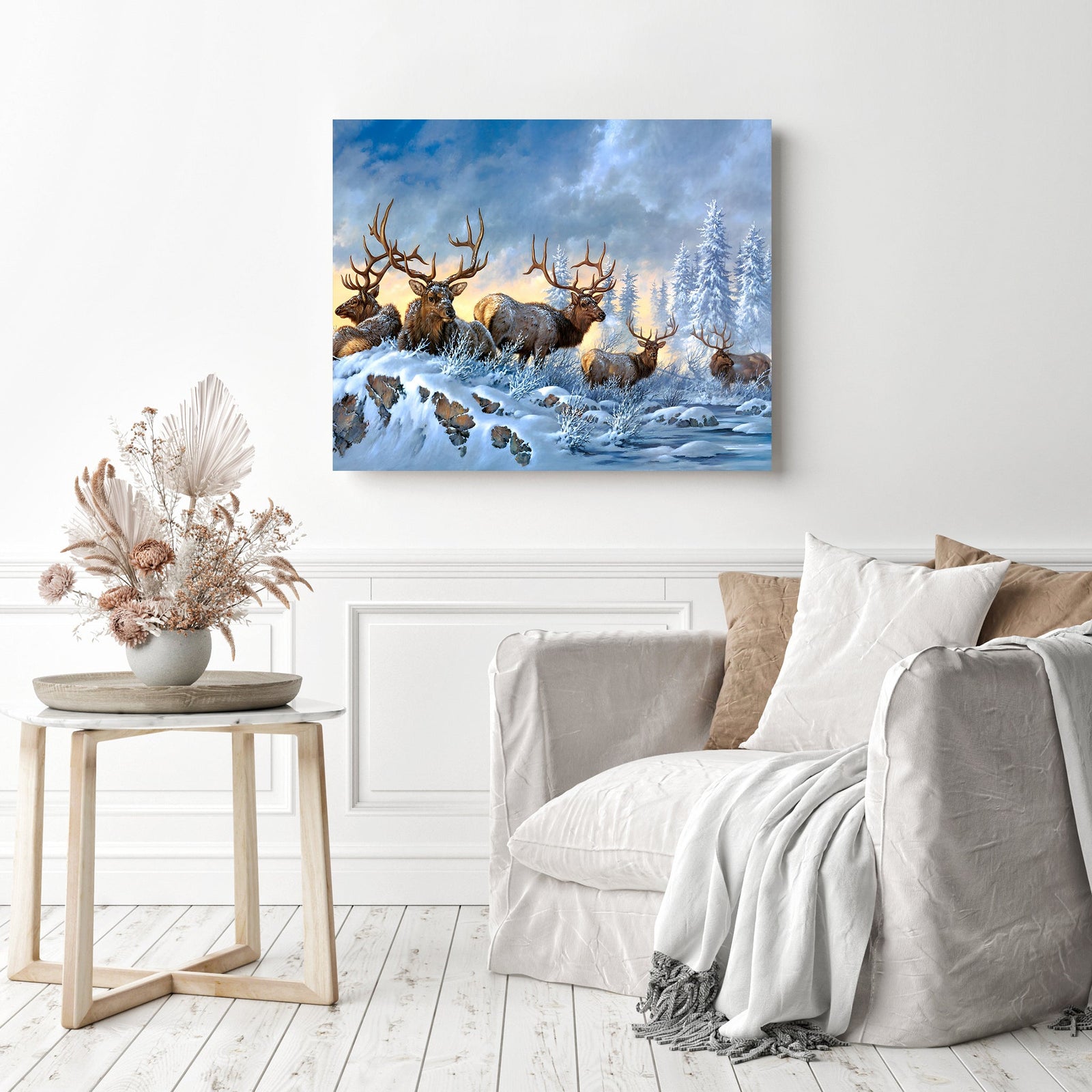 Snow Deer | Diamond Painting Displayed as Home Decor