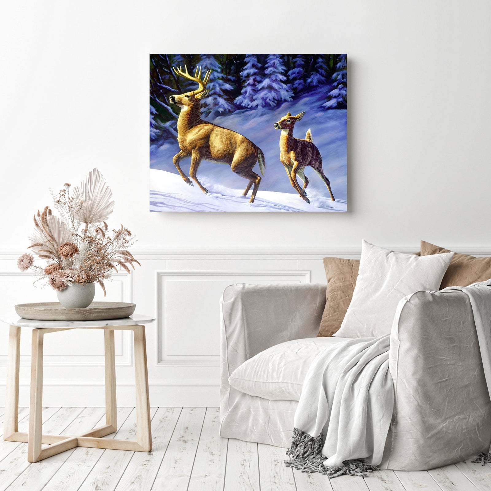 Running Deer | Diamond Painting Displayed as Home Decor