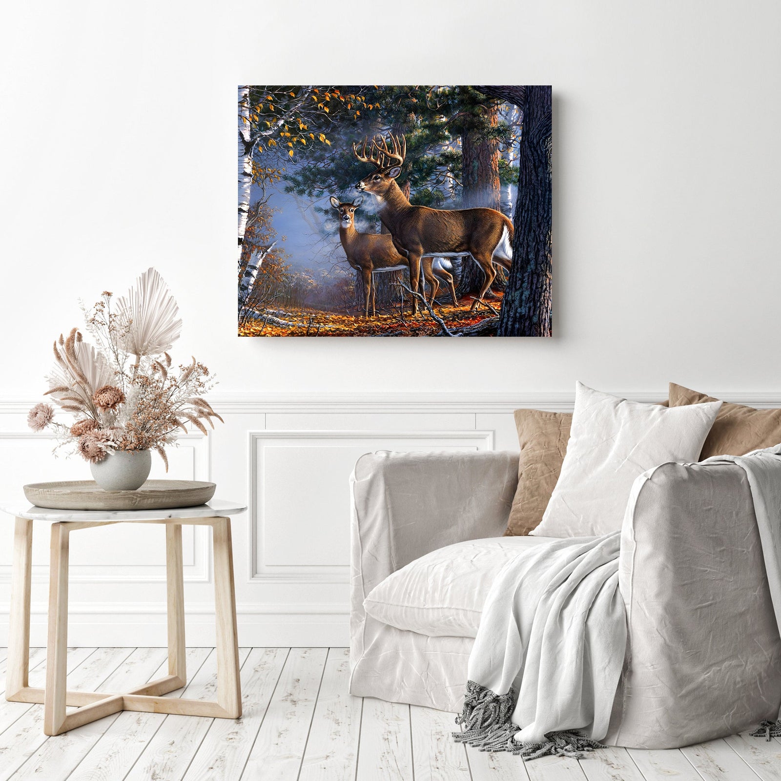 Deer in Autumn Forest | Diamond Painting Displayed as Home Decor