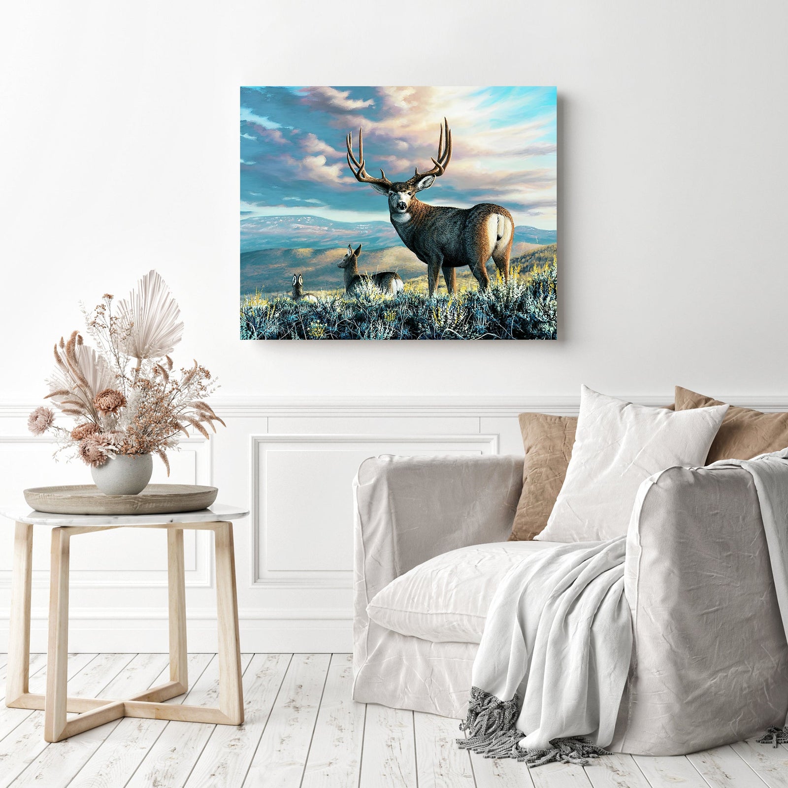 High Plains Black Deer | Diamond Painting Displayed as Home Decor