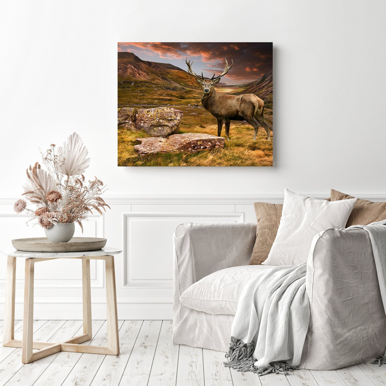 Mountain Deer | Diamond Painting Displayed as Home Decor