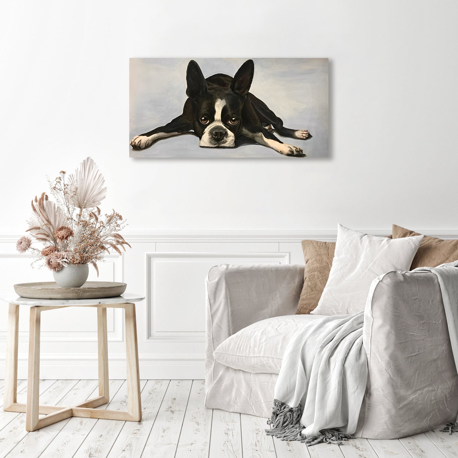 Boston Terrier | Diamond Painting Displayed as Home Decor