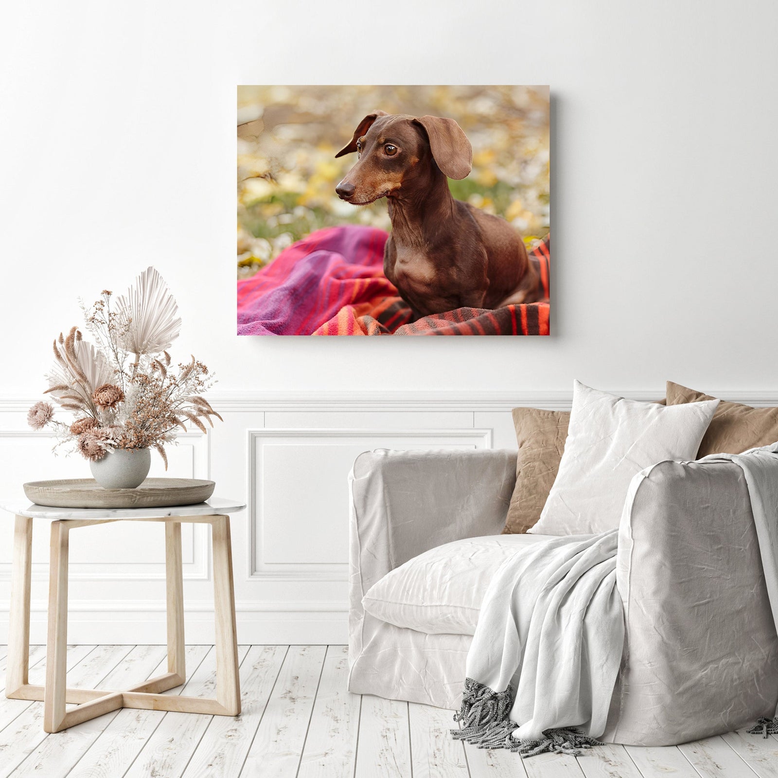 Brown Dachshund | Diamond Painting Displayed as Home Decor