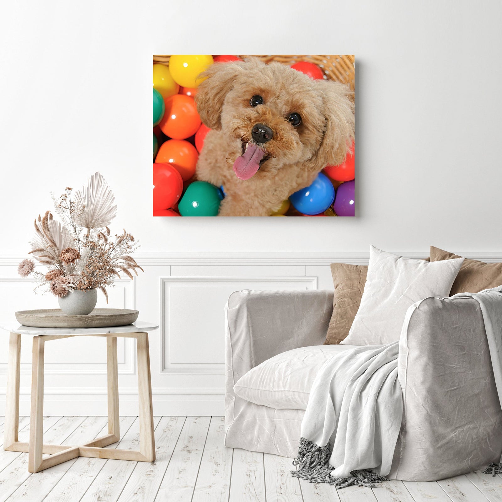 Cute Poodle | Diamond Painting Displayed as Home Decor