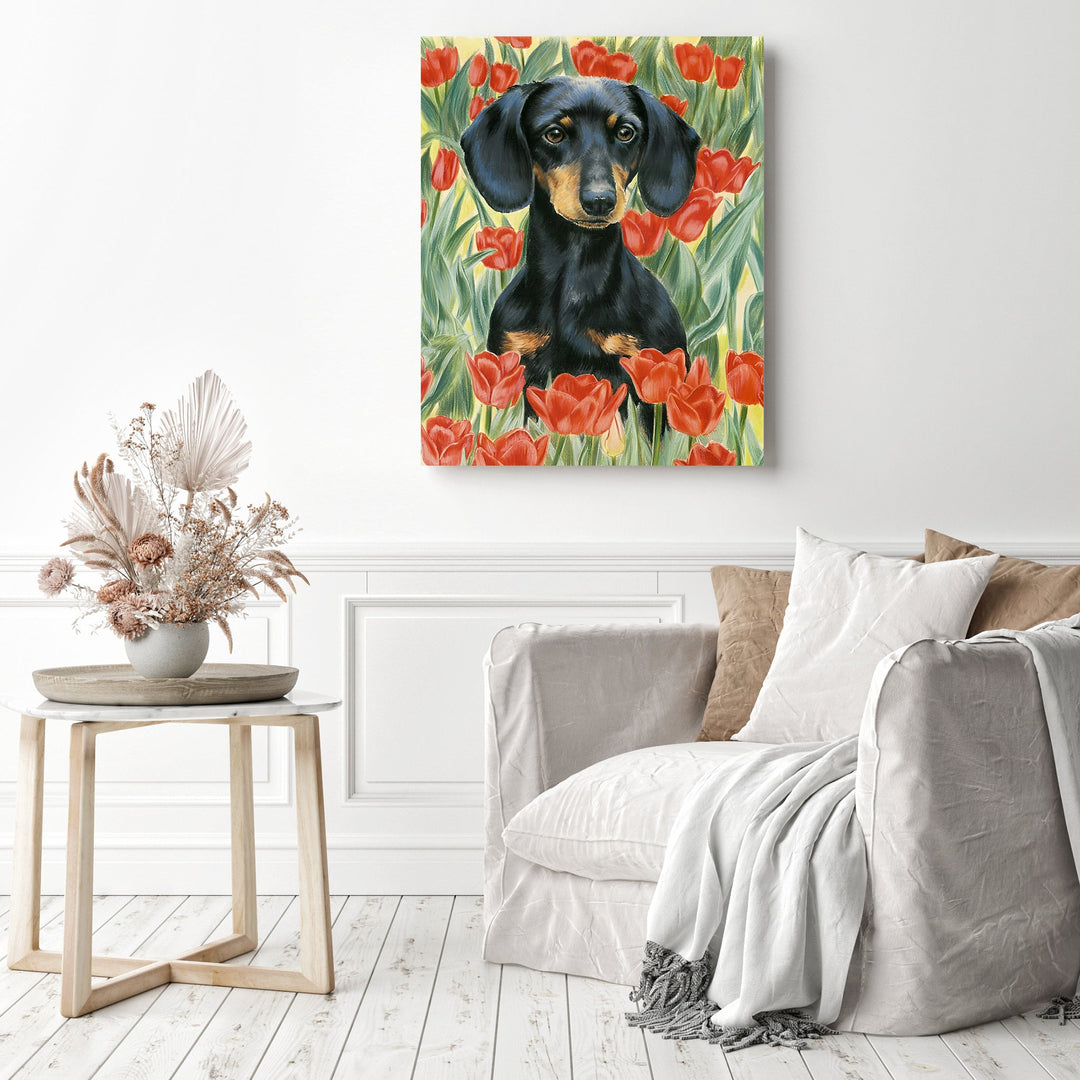 Dachshund Flower | Diamond Painting