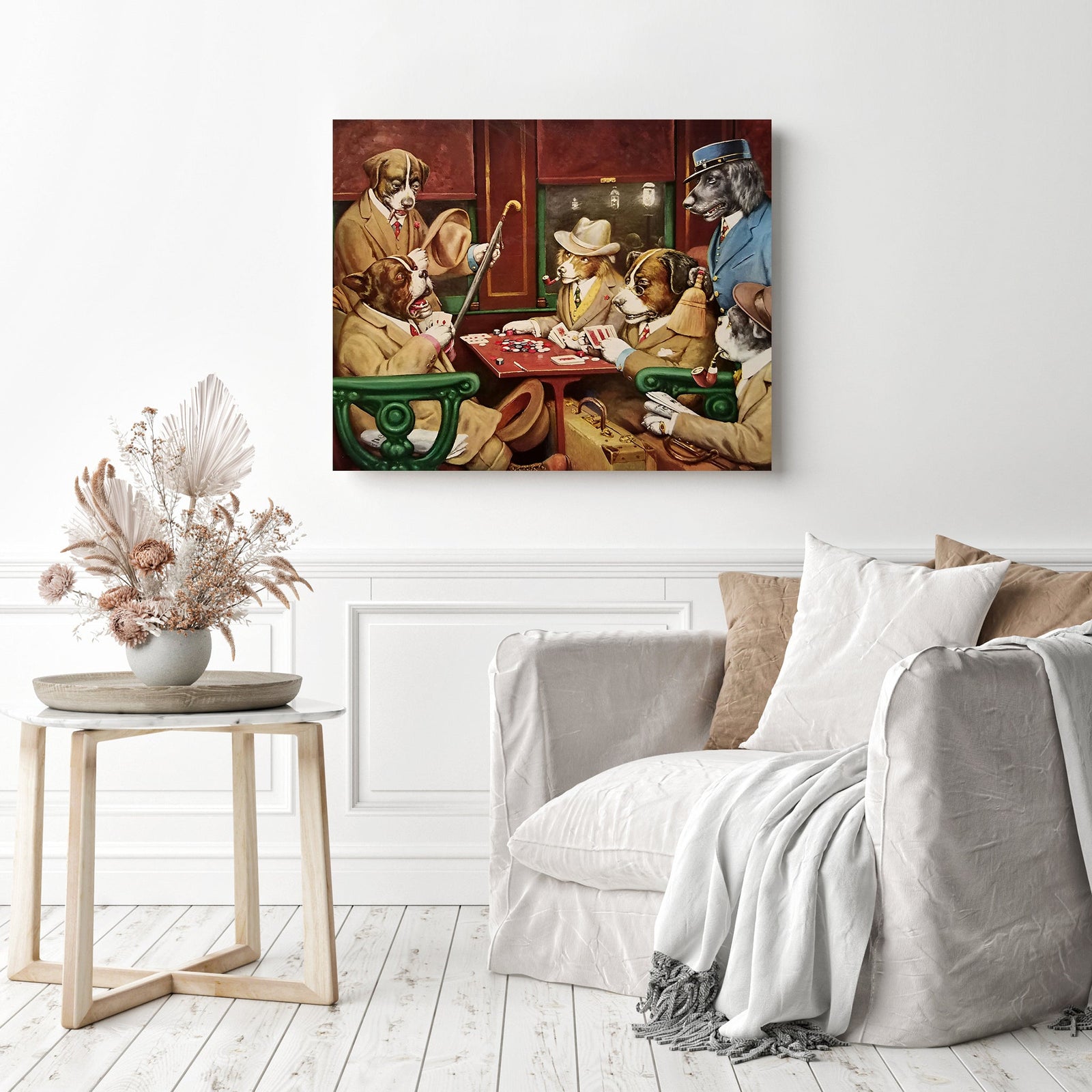 Dogs Game Night | Diamond Painting Displayed as Home Decor