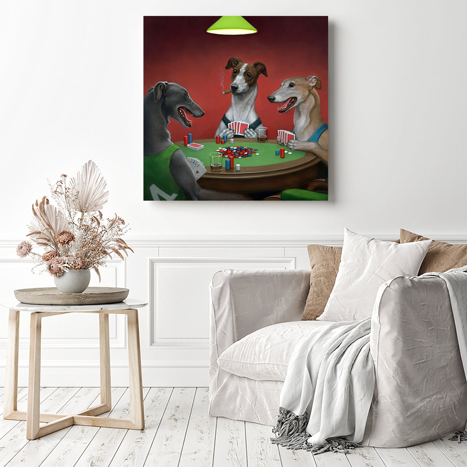 Three Dogs Poker Night | Diamond Painting Displayed as Home Decor