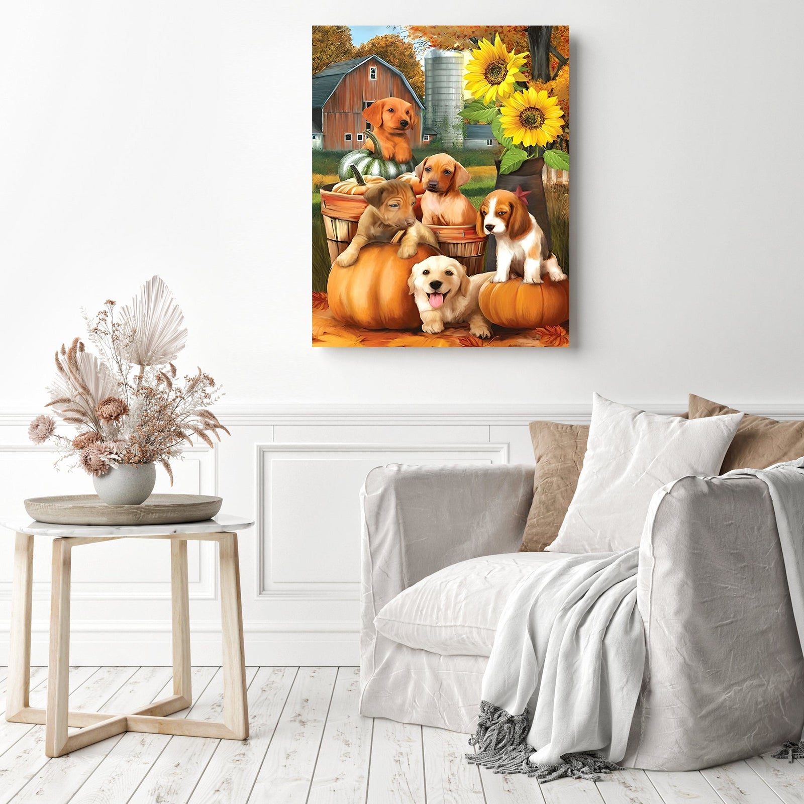 Farm Dogs | Diamond Painting Displayed as Home Decor