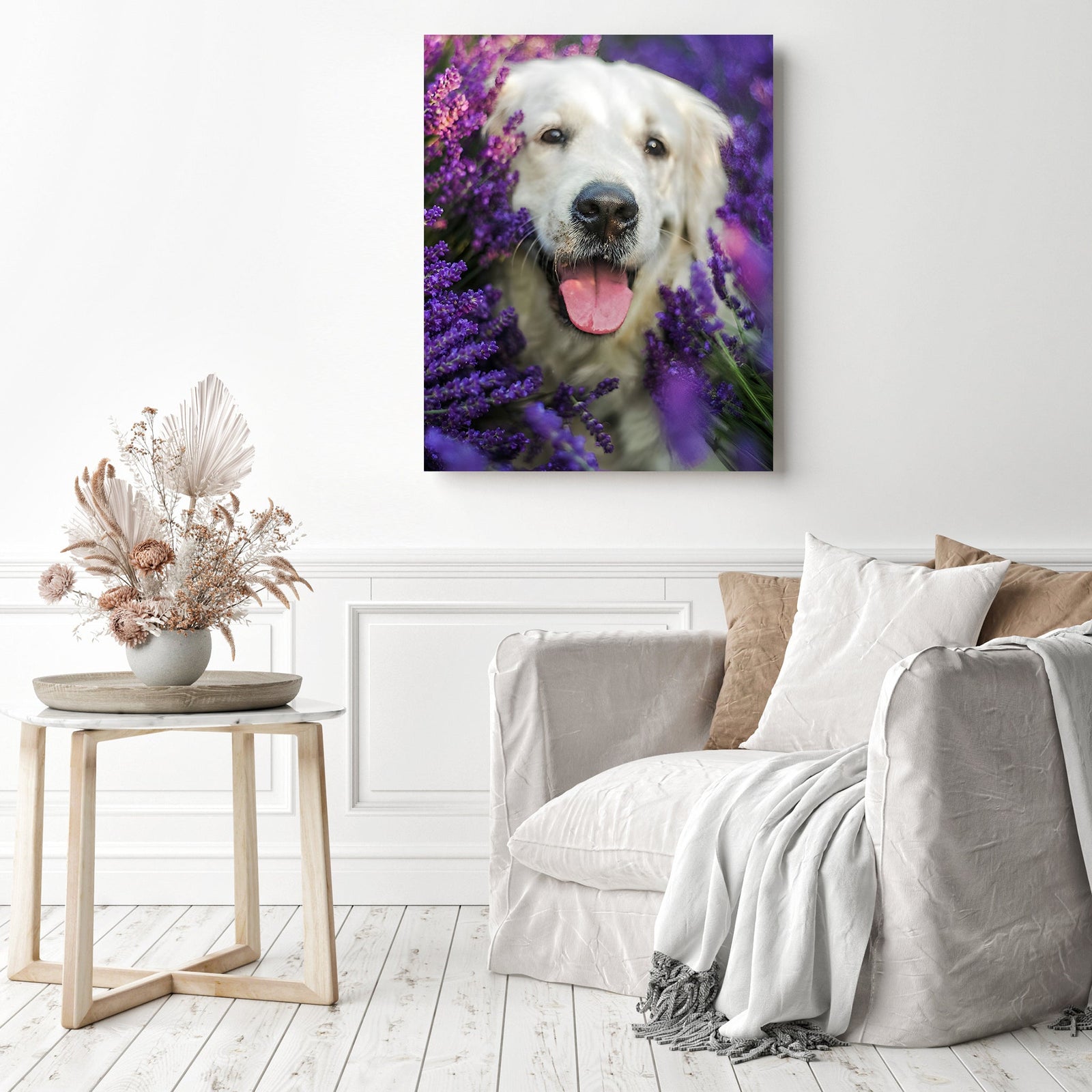 Labrador Puppy Flower | Diamond Painting Displayed as Home Decor