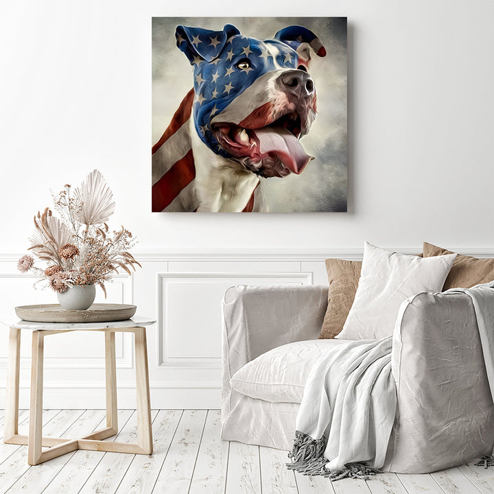 Pit Bull USA Flag | Diamond Painting