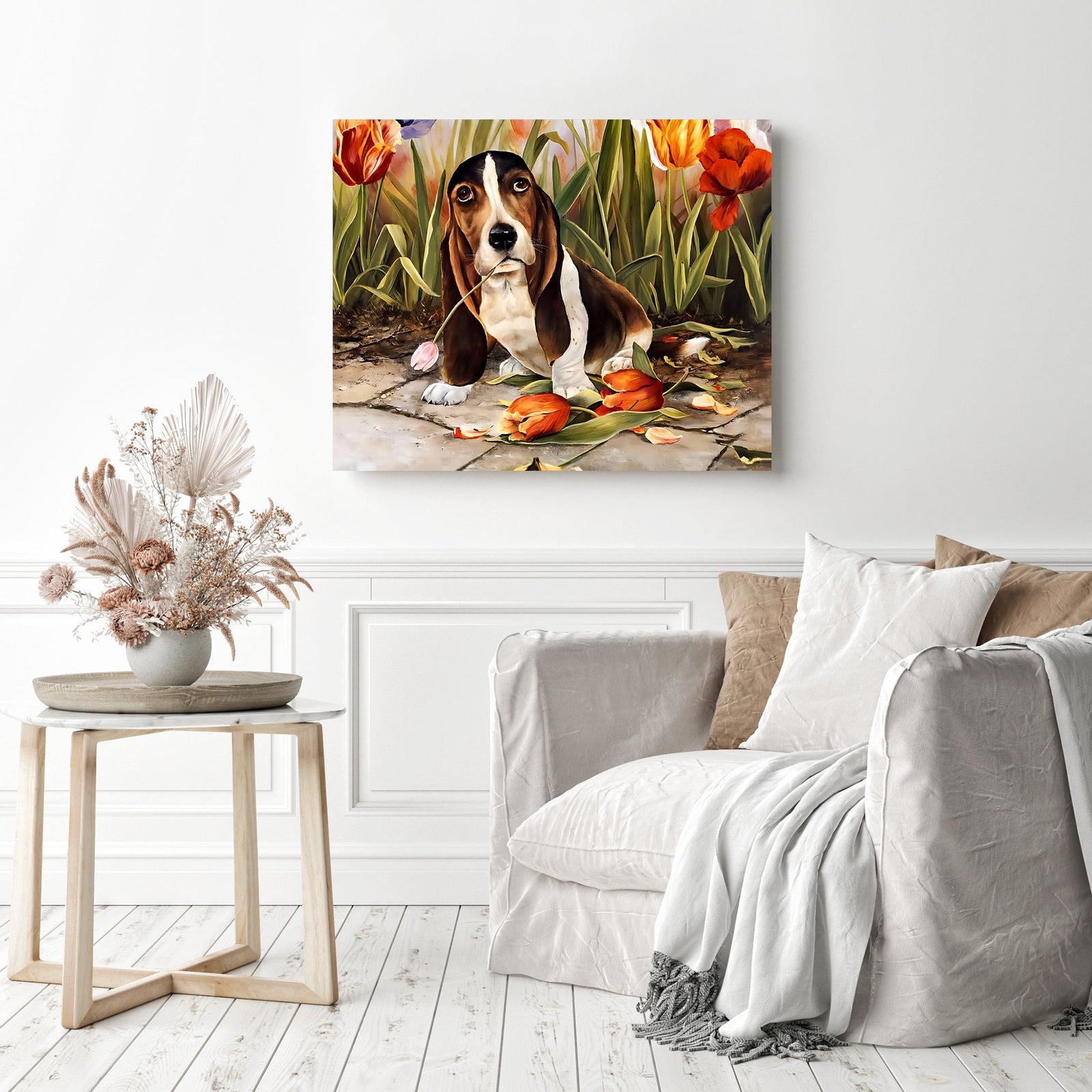 Puzzled Dog | Diamond Painting Displayed as Home Decor