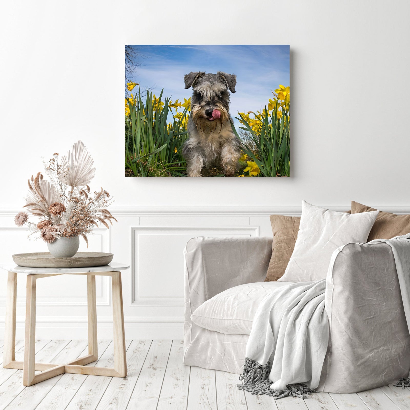 Schnauzer Flower | Diamond Painting Displayed as Home Decor