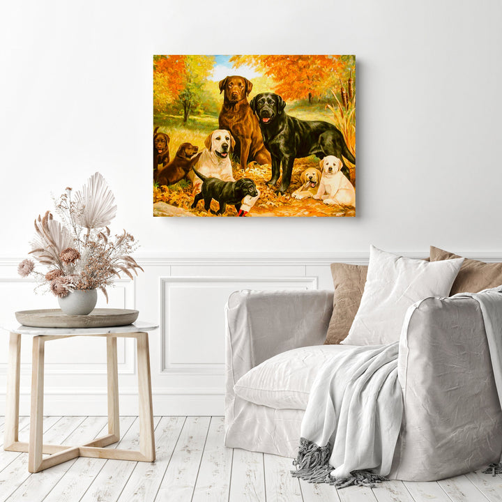 Yellow Autumn Dogs | Diamond Painting