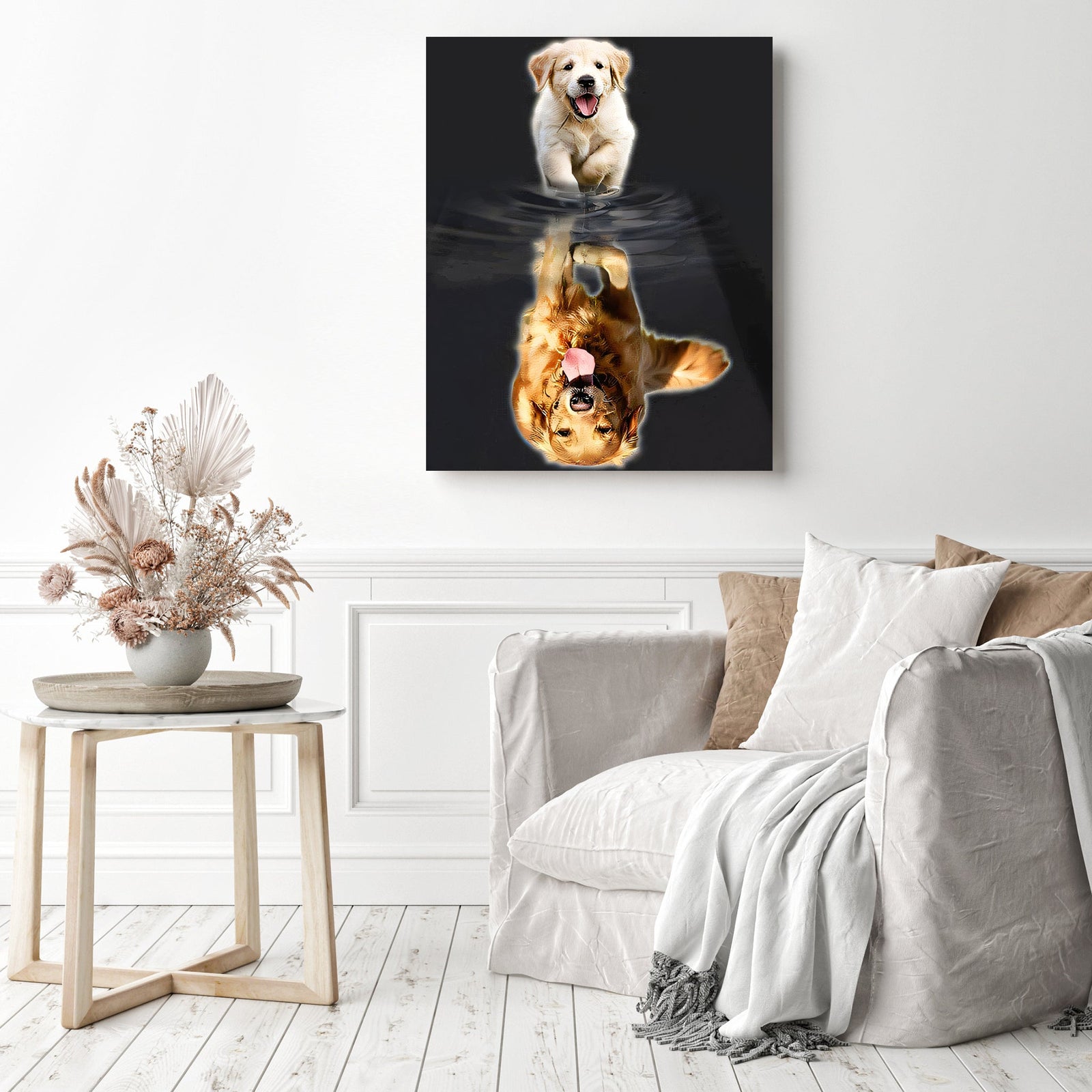 Puppy Ambition | Diamond Painting Displayed as Home Decor