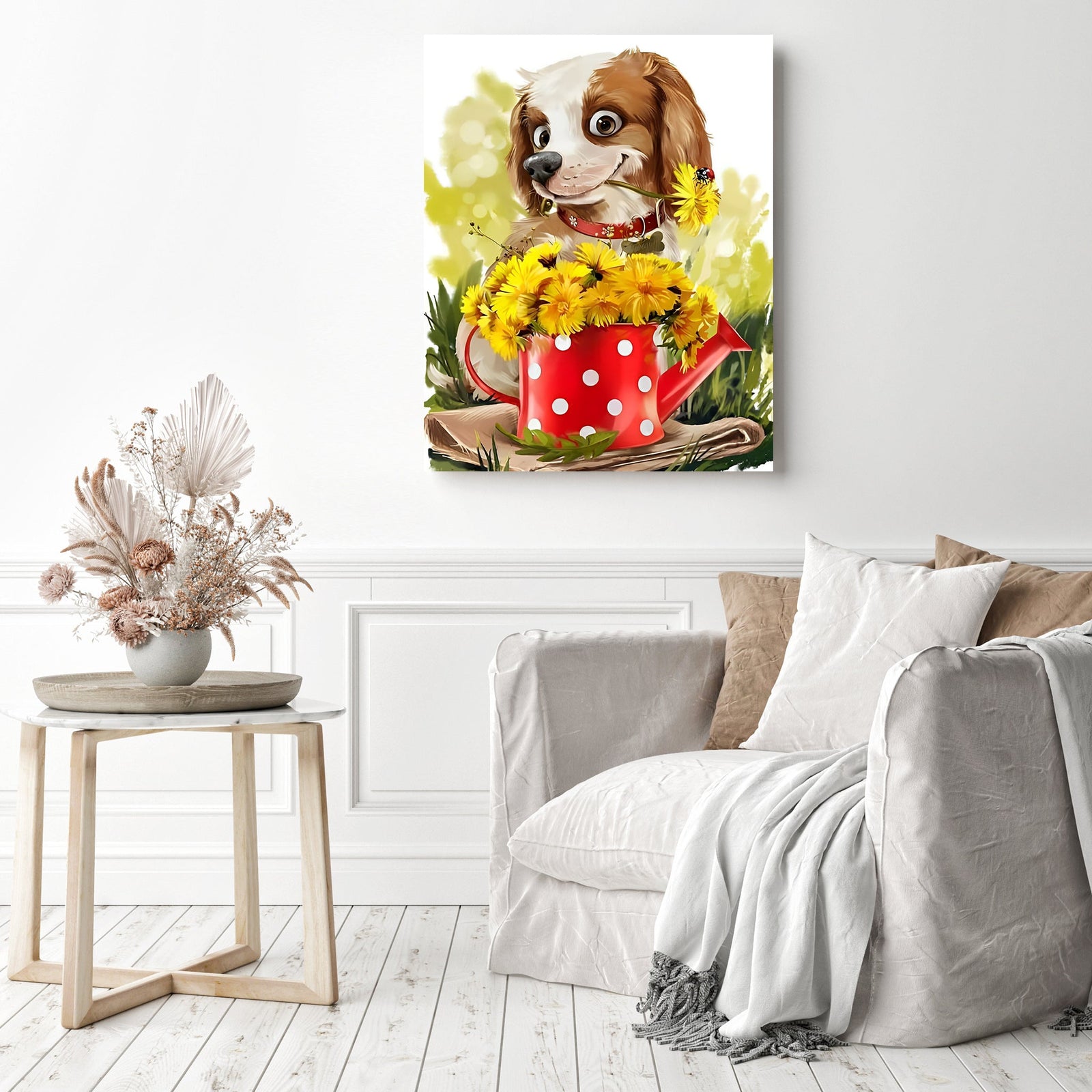 Sweet Digby | Diamond Painting Displayed as Home Decor