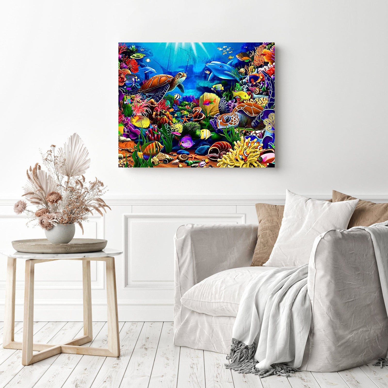 Underwater World | Diamond Painting Displayed as Home Decor