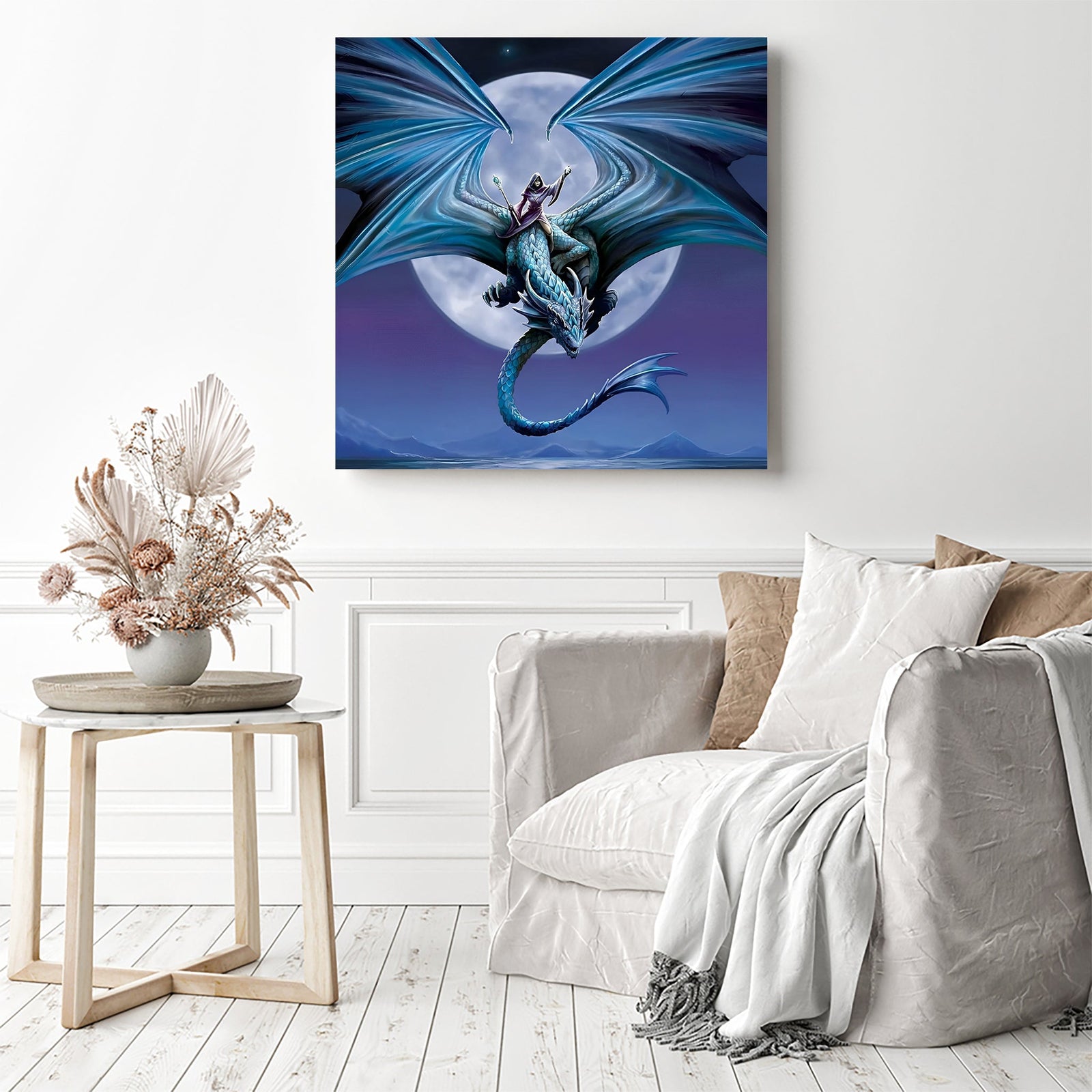 Anne Stoke Dragon | Diamond Painting Displayed as Home Decor