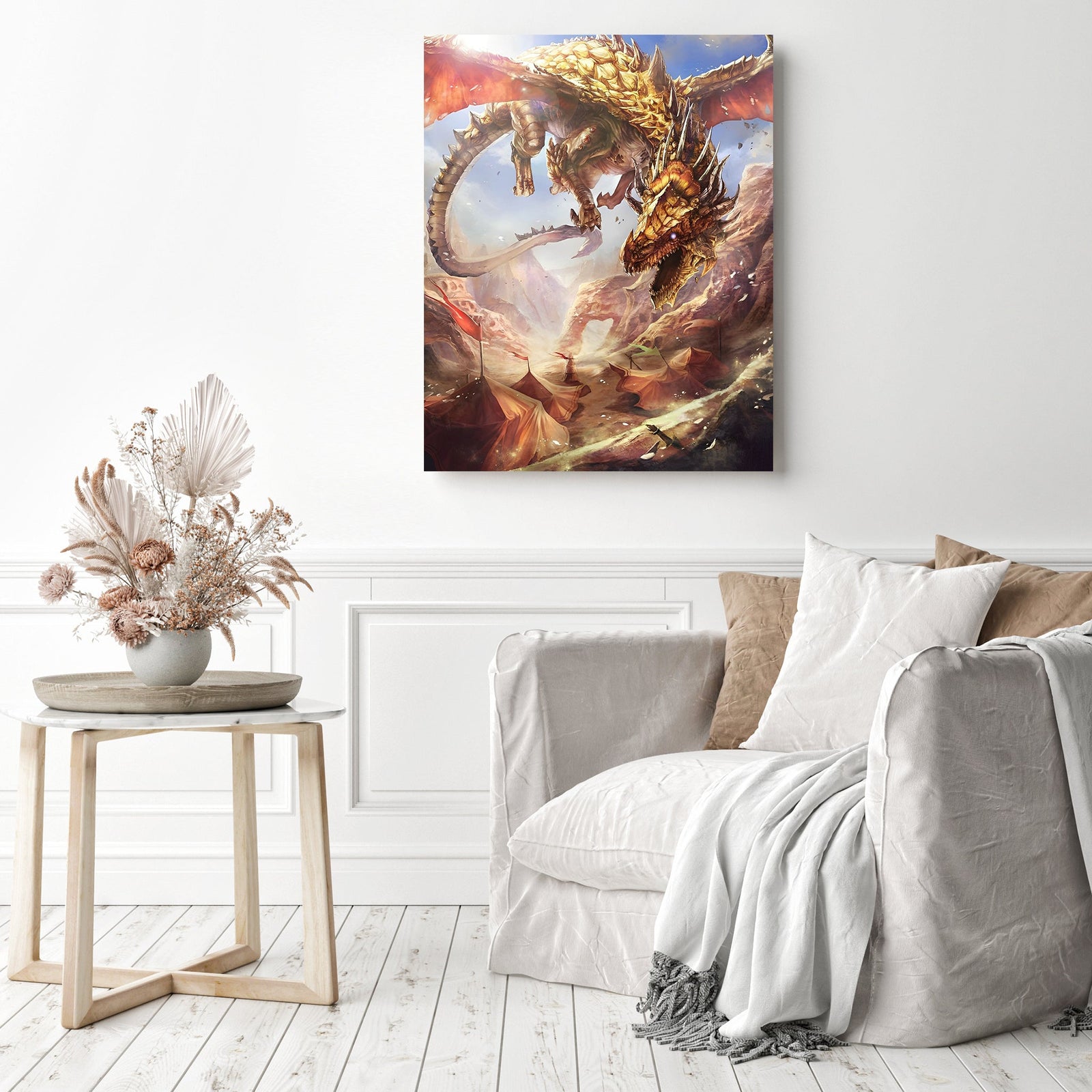 Attack of the Dragon | Diamond Painting Displayed as Home Decor