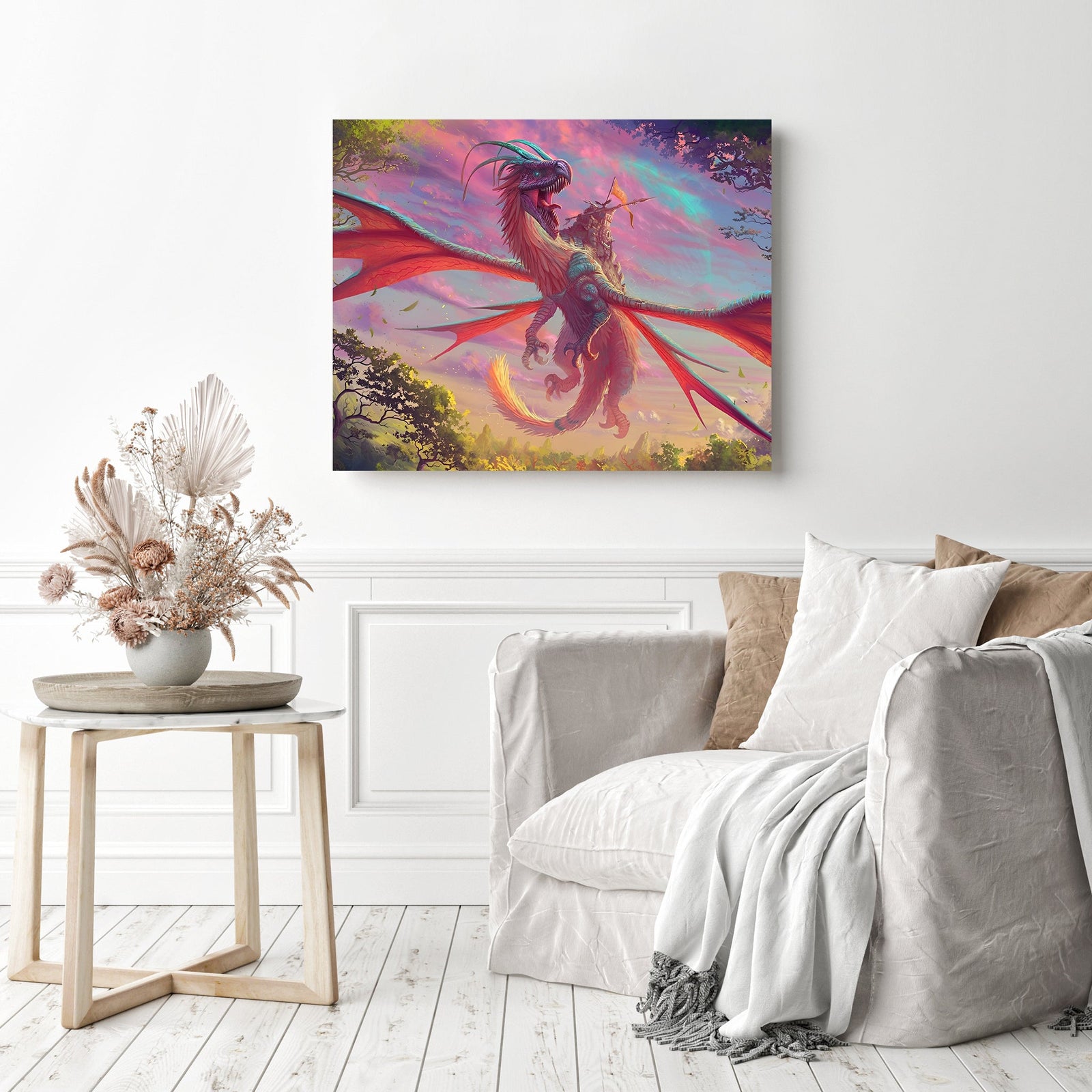 Dragon Attack | Diamond Painting Displayed as Home Decor