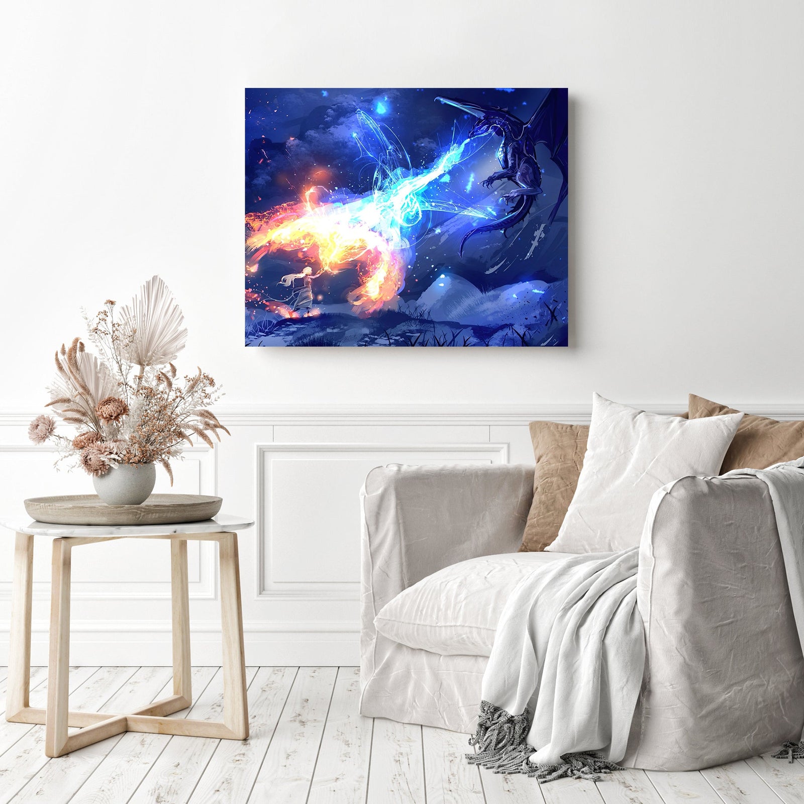 Dragon Fire Ice | Diamond Painting Displayed as Home Decor