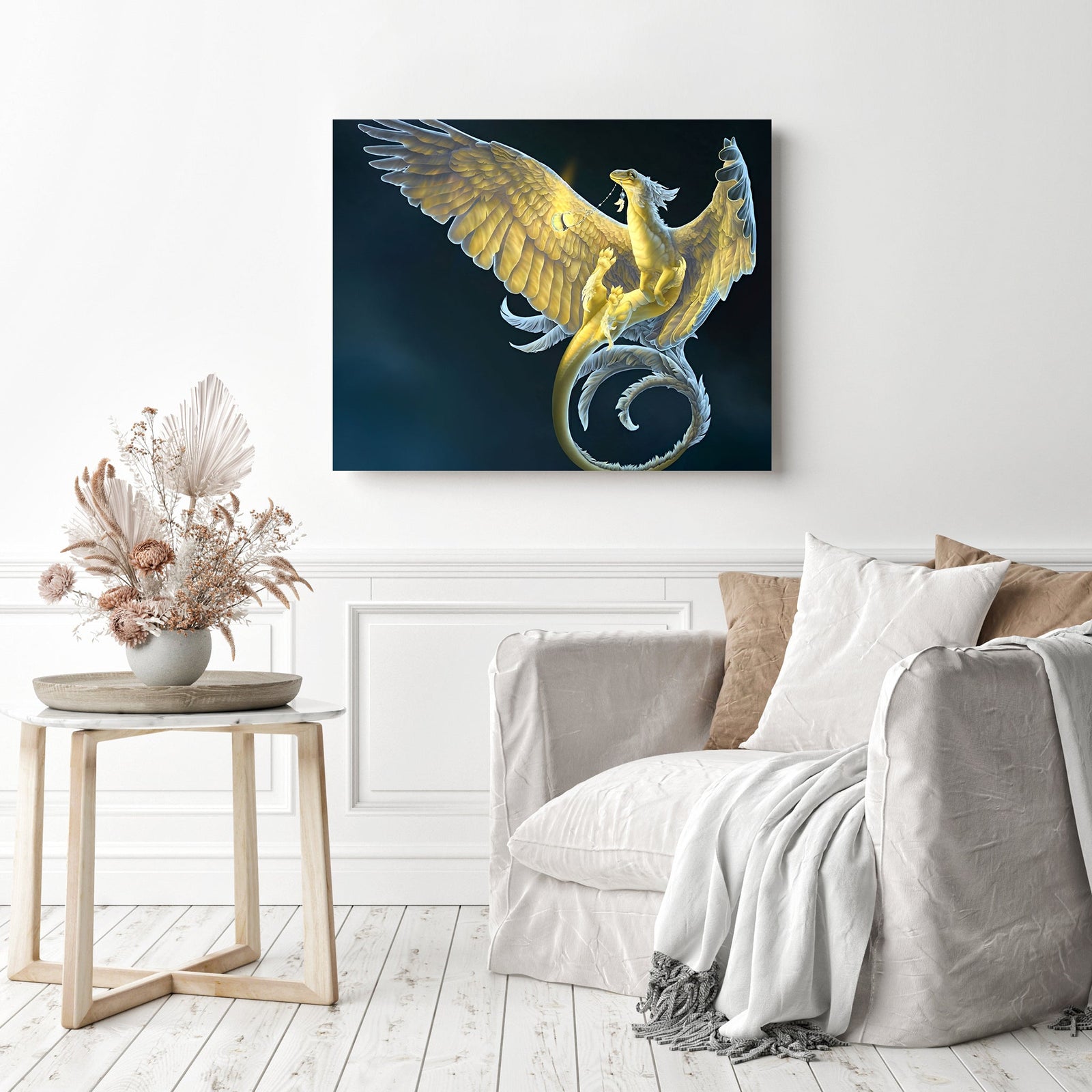 Feathered Dragon | Diamond Painting Displayed as Home Decor