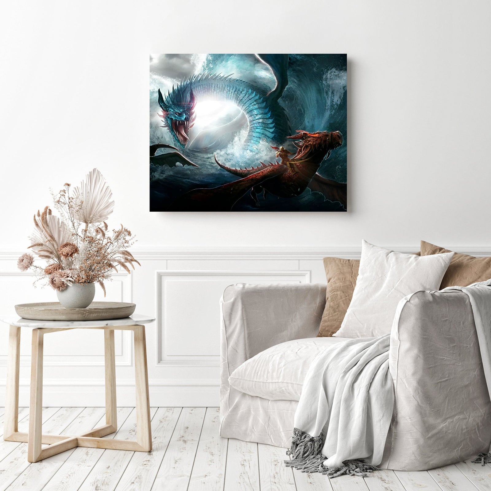 Flood Dragon | Diamond Painting Displayed as Home Decor