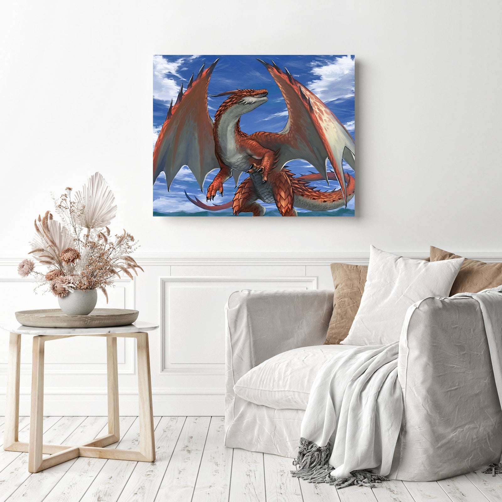 Medieval Dragon | Diamond Painting Displayed as Home Decor