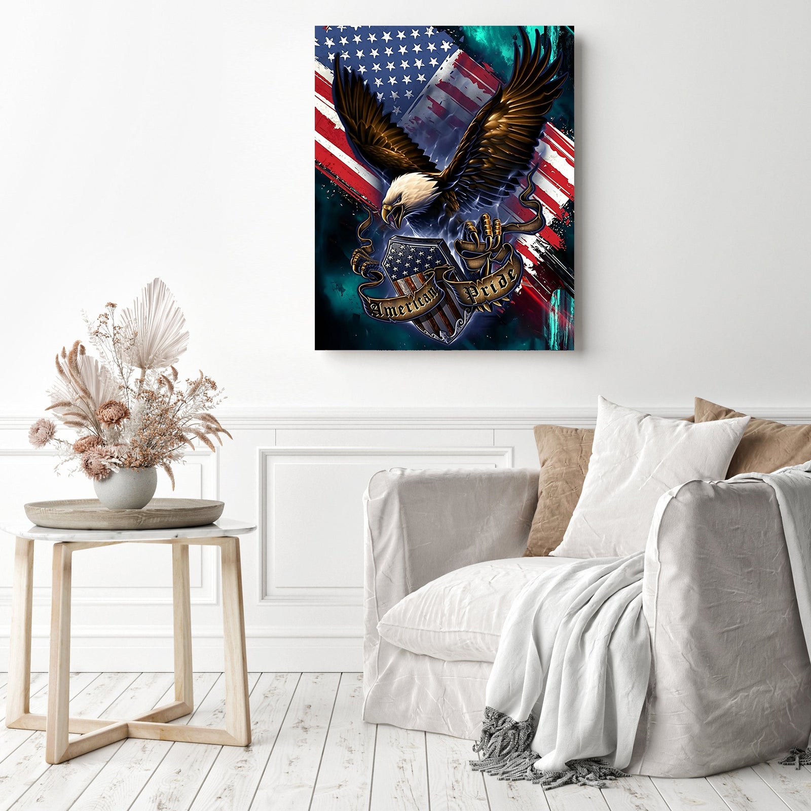 Eagle and American Pride | Diamond Painting Displayed as Home Decor