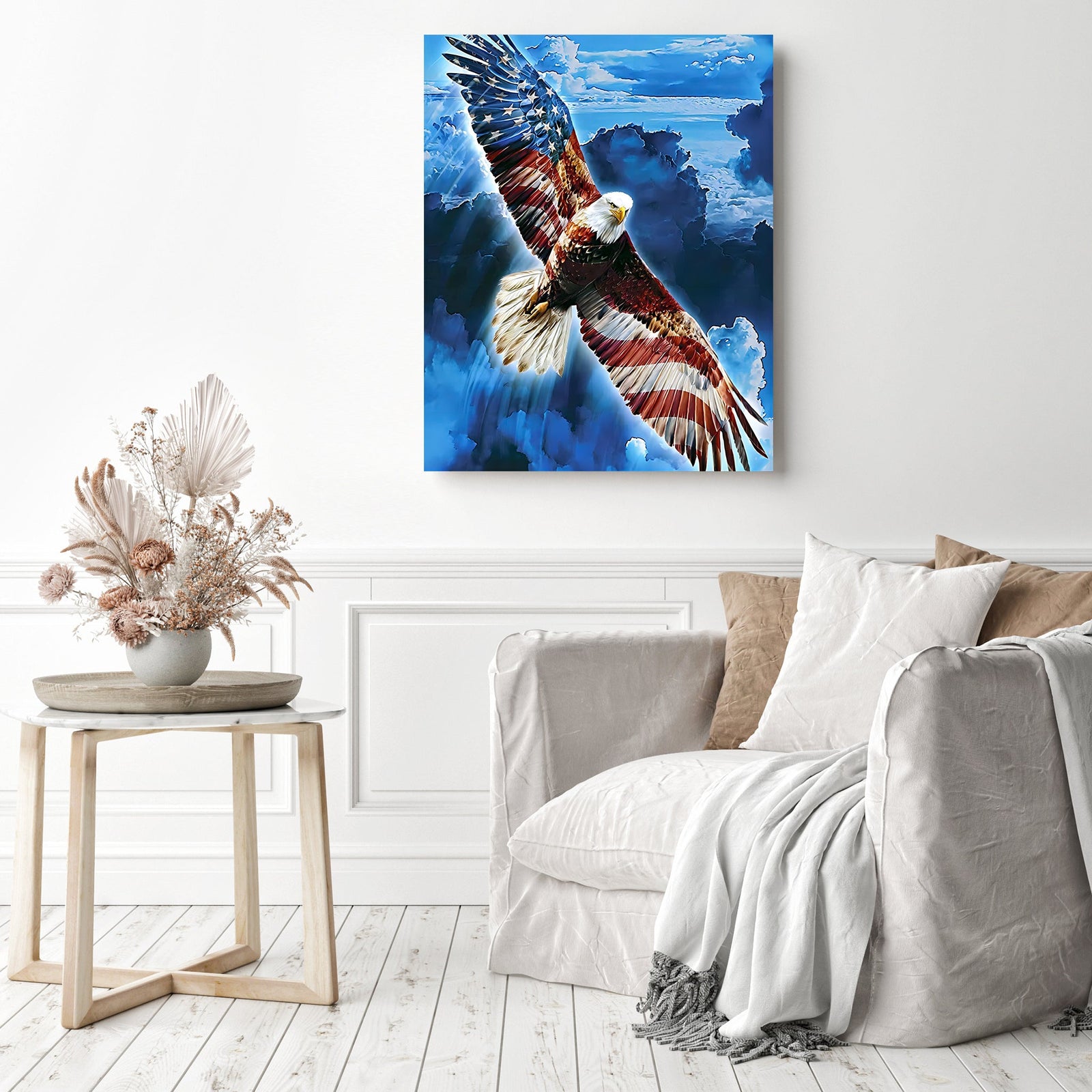 Flag Eagle | Diamond Painting Displayed as Home Decor