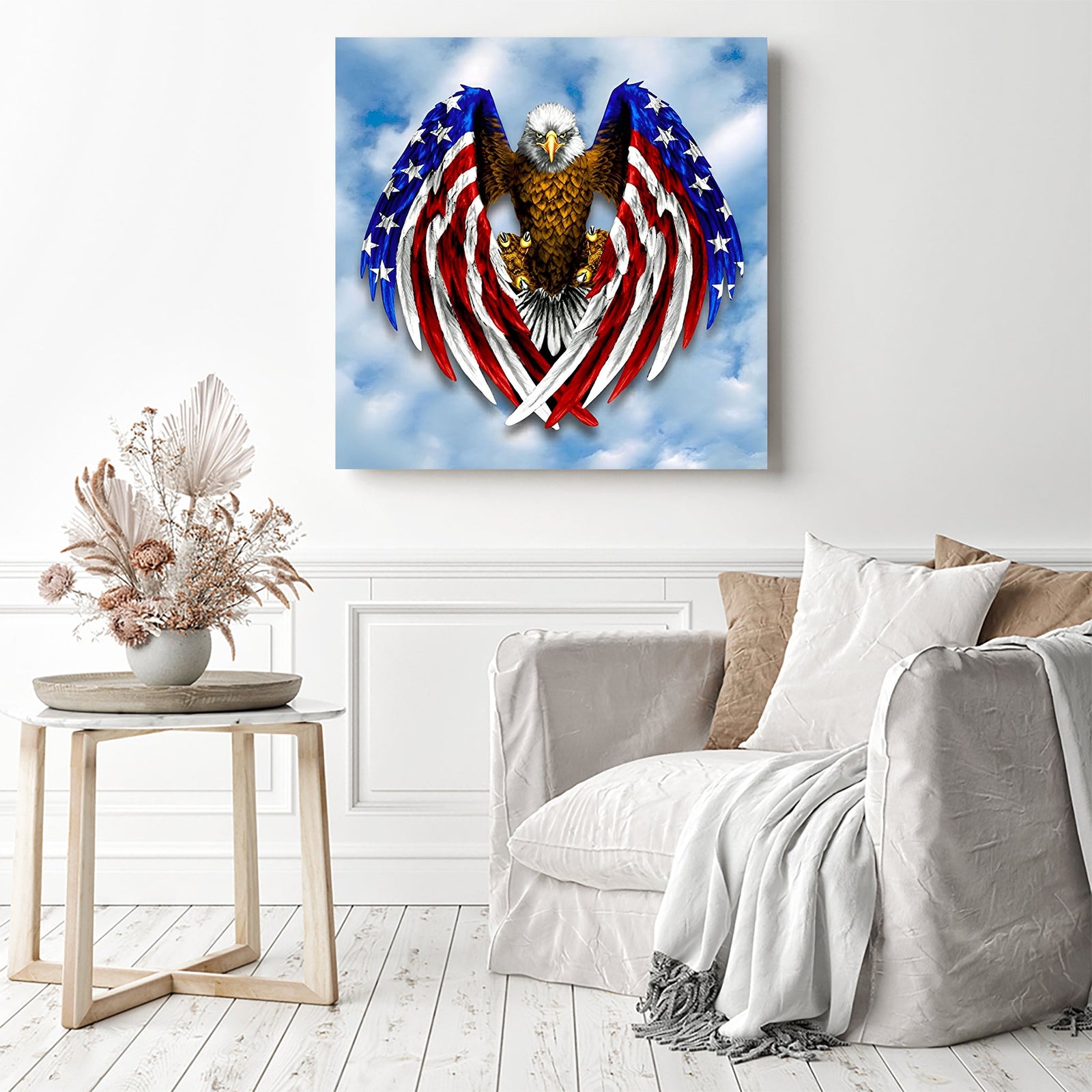 US Flag Eagle | Diamond Painting Displayed as Home Decor